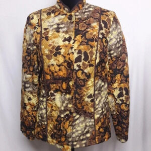 Quilted Button Down Blazer Jacket Coat L
